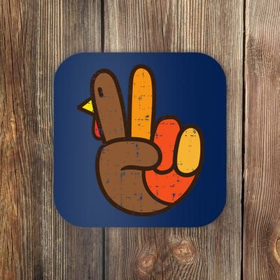 Peace Sign Turkey Hand Cool Thanksgiving Hippie Coaster