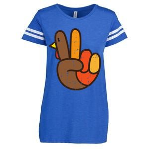 Peace Sign Turkey Hand Cool Thanksgiving Hippie Enza Ladies Jersey Football T-Shirt