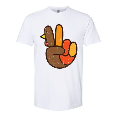 Peace Sign Turkey Hand Cool Thanksgiving Hippie Softstyle® CVC T-Shirt