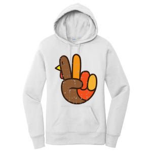 Peace Sign Turkey Hand Cool Thanksgiving Hippie Women's Pullover Hoodie