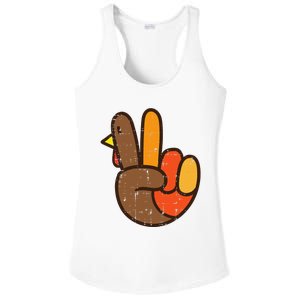 Peace Sign Turkey Hand Cool Thanksgiving Hippie Ladies PosiCharge Competitor Racerback Tank