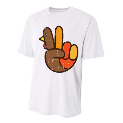 Peace Sign Turkey Hand Cool Thanksgiving Hippie Performance Sprint T-Shirt