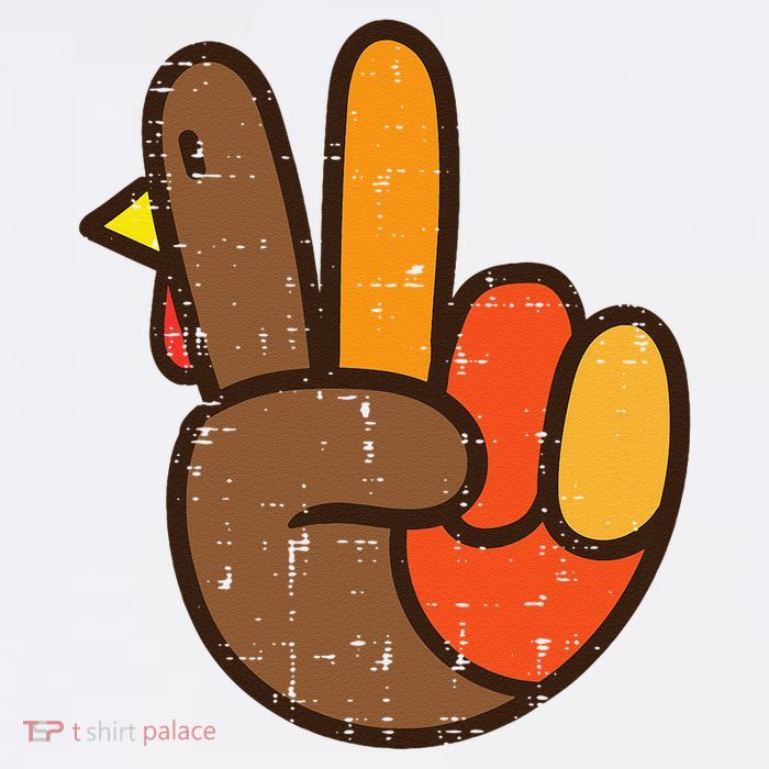 Peace Sign Turkey Hand Cool Thanksgiving Hippie Premium T-Shirt