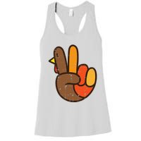 Peace Sign Turkey Hand Cool Thanksgiving Hippie Women's Racerback Tank