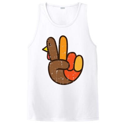 Peace Sign Turkey Hand Cool Thanksgiving Hippie PosiCharge Competitor Tank