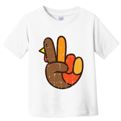 Peace Sign Turkey Hand Cool Thanksgiving Hippie Toddler T-Shirt