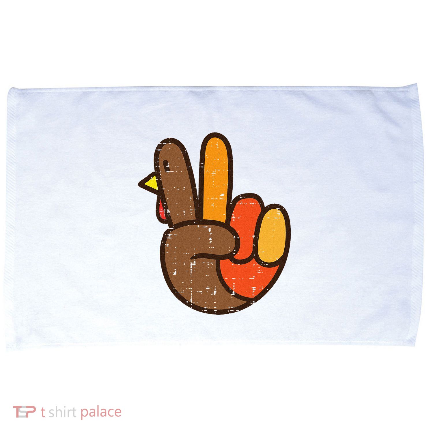 Peace Sign Turkey Hand Cool Thanksgiving Hippie Microfiber Hand Towel