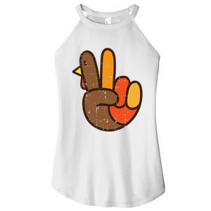 Peace Sign Turkey Hand Cool Thanksgiving Hippie Women's Perfect Tri Rocker Tank