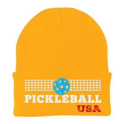 Pickleball Support The Team Pickleball Player USA Flag Knit Cap Winter Beanie