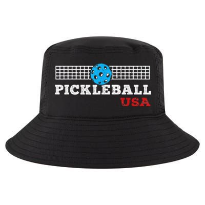 Pickleball Support The Team Pickleball Player USA Flag Cool Comfort Performance Bucket Hat