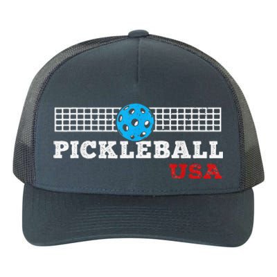 Pickleball Support The Team Pickleball Player USA Flag Yupoong Adult 5-Panel Trucker Hat