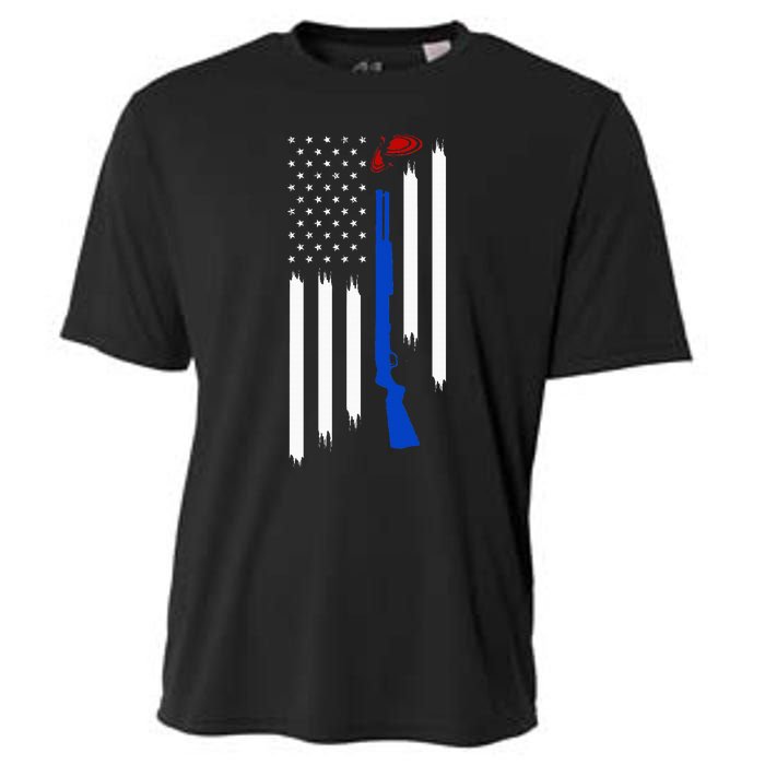 Patriotic Skeet Trap Clay Pigeon Shotgun Shooting Cooling Performance Crew T-Shirt