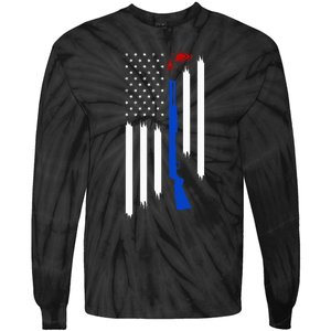 Patriotic Skeet Trap Clay Pigeon Shotgun Shooting Tie-Dye Long Sleeve Shirt