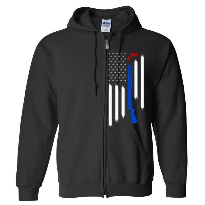 Patriotic Skeet Trap Clay Pigeon Shotgun Shooting Full Zip Hoodie