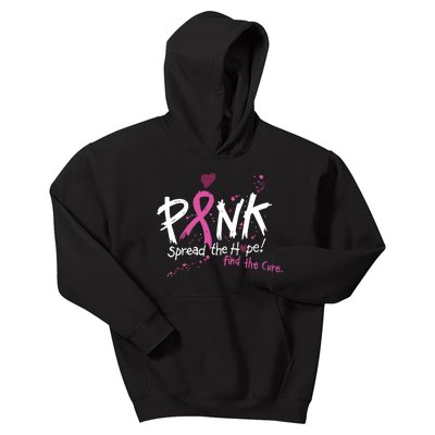 Pink Spread The Hope! Find The Cure Breast Cancer Awareness Kids Hoodie