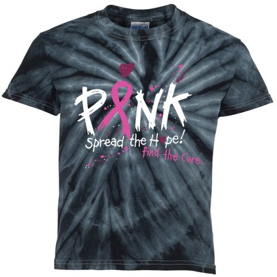 Pink Spread The Hope! Find The Cure Breast Cancer Awareness Kids Tie-Dye T-Shirt