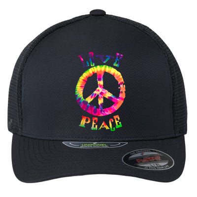 PEACE SIGN tee LOVE 60s 70s Tie Die Hippie Costume Flexfit Unipanel Trucker Cap