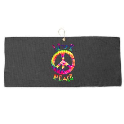 PEACE SIGN tee LOVE 60s 70s Tie Die Hippie Costume Large Microfiber Waffle Golf Towel