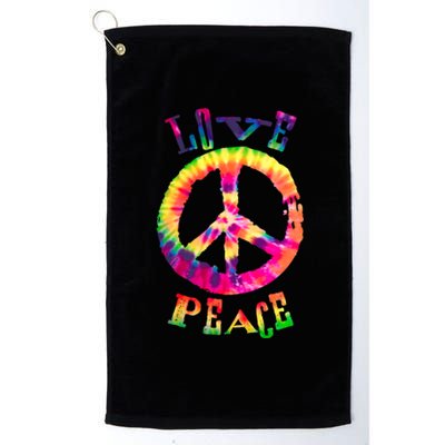 PEACE SIGN tee LOVE 60s 70s Tie Die Hippie Costume Platinum Collection Golf Towel