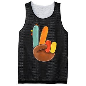 Peace Sign Turkey Hand Cool Thanksgiving Hippie Mesh Reversible Basketball Jersey Tank