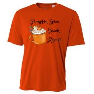 Pumpkin Spice Teach Repeat Fall Coffee Teacher Meaningful Gift Cooling Performance Crew T-Shirt