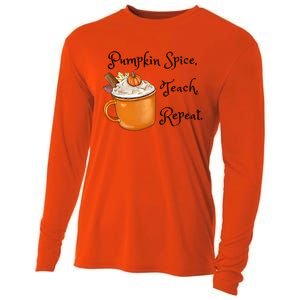 Pumpkin Spice Teach Repeat Fall Coffee Teacher Meaningful Gift Cooling Performance Long Sleeve Crew