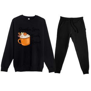 Pumpkin Spice Teach Repeat Fall Coffee Teacher Meaningful Gift Premium Crewneck Sweatsuit Set