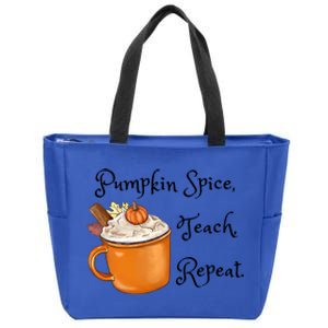 Pumpkin Spice Teach Repeat Fall Coffee Teacher Meaningful Gift Zip Tote Bag