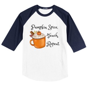 Pumpkin Spice Teach Repeat Fall Coffee Teacher Meaningful Gift Baseball Sleeve Shirt