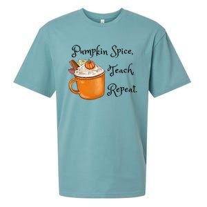 Pumpkin Spice Teach Repeat Fall Coffee Teacher Meaningful Gift Sueded Cloud Jersey T-Shirt