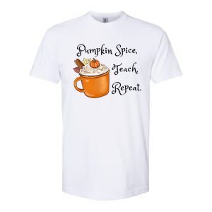 Pumpkin Spice Teach Repeat Fall Coffee Teacher Meaningful Gift Softstyle CVC T-Shirt