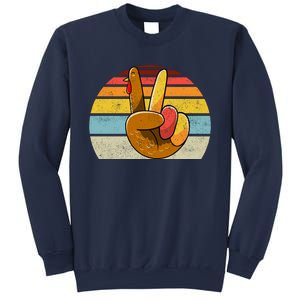 Peace Sign Turkey Hand Thanksgiving Retro Style Wo Girl Sweatshirt