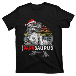 Papa saurus T Rex Dinosaur Christmas Family Matching Xmas T-Shirt