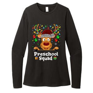 Preschool Squad Teacher Plaid Reindeer Hat Santa Christmas Cool Gift Womens CVC Long Sleeve Shirt