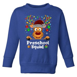 Preschool Squad Teacher Plaid Reindeer Hat Santa Christmas Cool Gift Toddler Sweatshirt