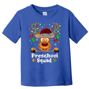 Preschool Squad Teacher Plaid Reindeer Hat Santa Christmas Cool Gift Toddler T-Shirt