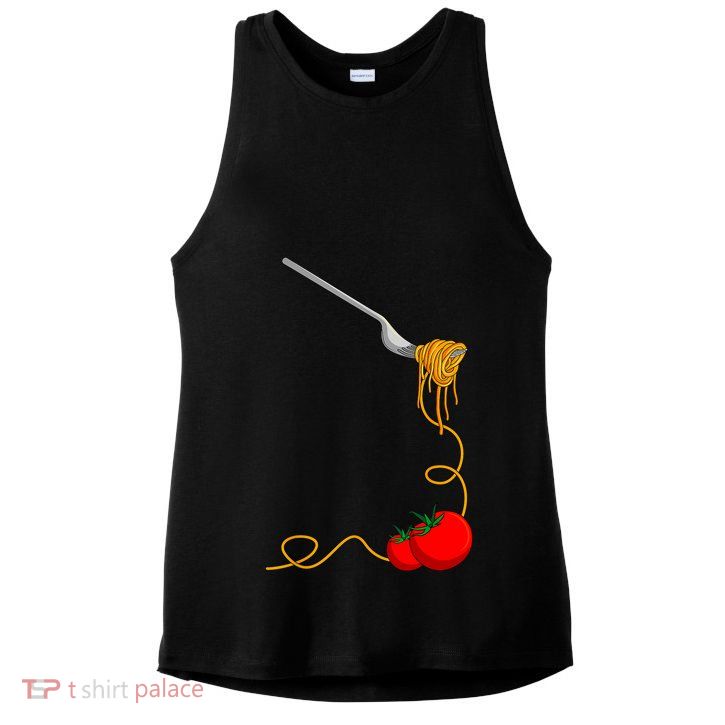 Pasta Spaghetti Tomato Noodles Italian Food Ladies PosiCharge Tri-Blend Wicking Tank