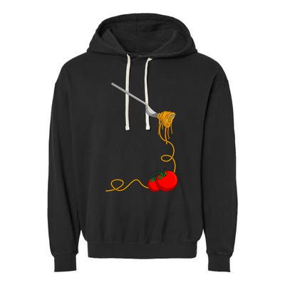 Pasta Spaghetti Tomato Noodles Italian Food Garment-Dyed Fleece Hoodie