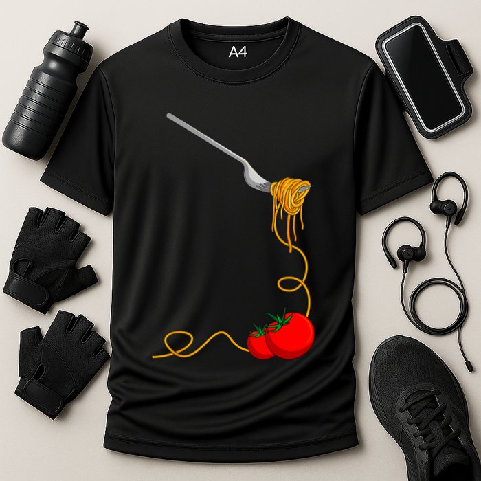 Pasta Spaghetti Tomato Noodles Italian Food Cooling Performance Crew T-Shirt