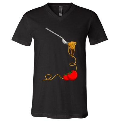 Pasta Spaghetti Tomato Noodles Italian Food V-Neck T-Shirt