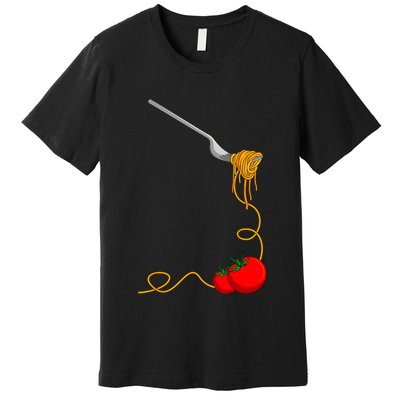 Pasta Spaghetti Tomato Noodles Italian Food Premium T-Shirt