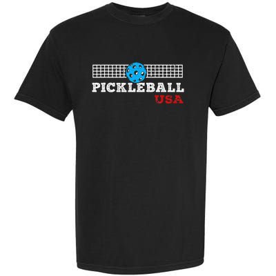 Pickleball Support The Team Pickleball Player Usa Flag Garment-Dyed Heavyweight T-Shirt