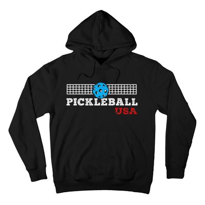 Pickleball Support The Team Pickleball Player Usa Flag Hoodie