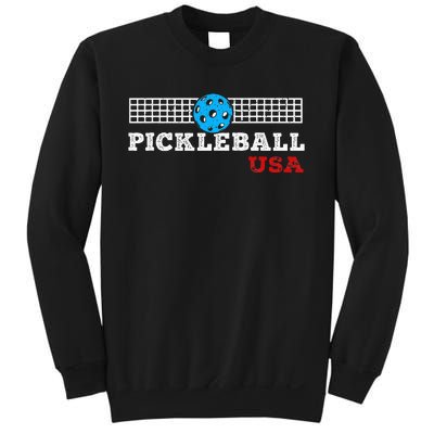 Pickleball Support The Team Pickleball Player Usa Flag Sweatshirt