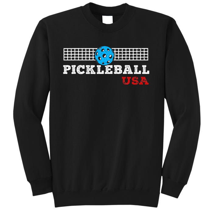 Pickleball Support The Team Pickleball Player Usa Flag Sweatshirt