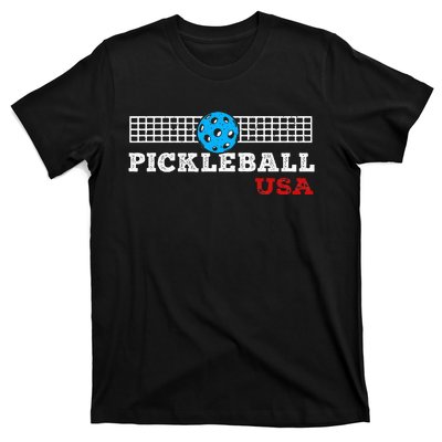 Pickleball Support The Team Pickleball Player Usa Flag T-Shirt