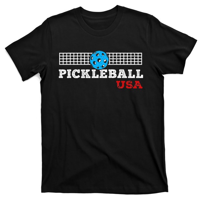 Pickleball Support The Team Pickleball Player Usa Flag T-Shirt