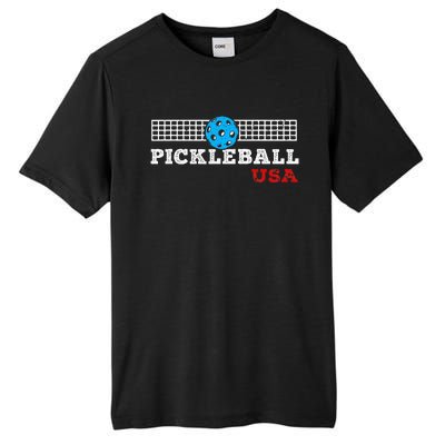 Pickleball Support The Team Pickleball Player Usa Flag Tall Fusion ChromaSoft Performance T-Shirt