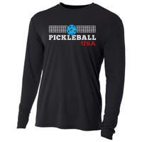 Pickleball Support The Team Pickleball Player Usa Flag Cooling Performance Long Sleeve Crew