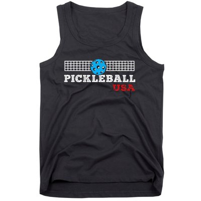 Pickleball Support The Team Pickleball Player Usa Flag Tank Top